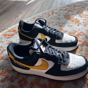 Nike Air Force 1 Black and Yellow Sneakers